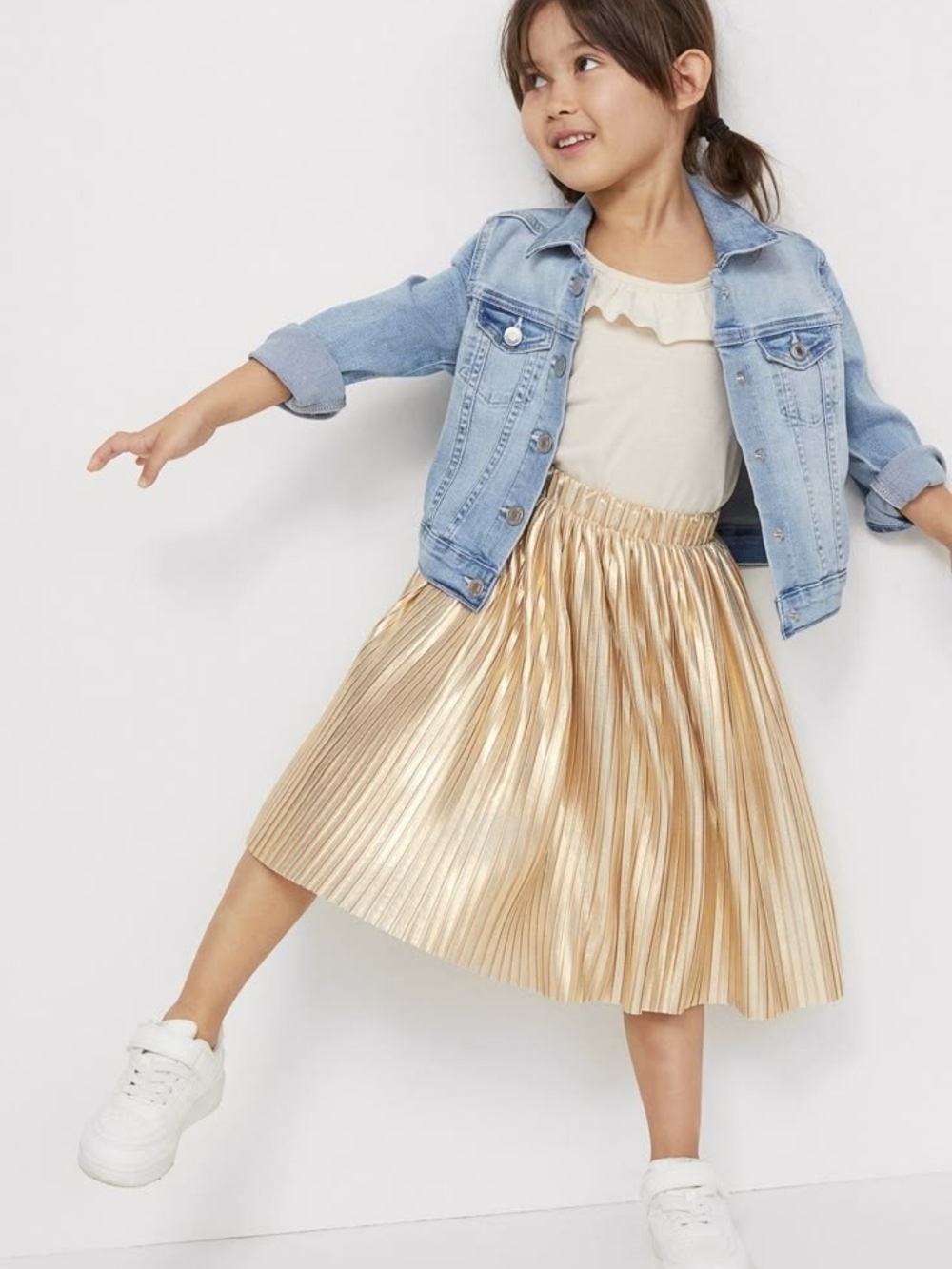 H&M Shimmery Gold Pleated Skirt